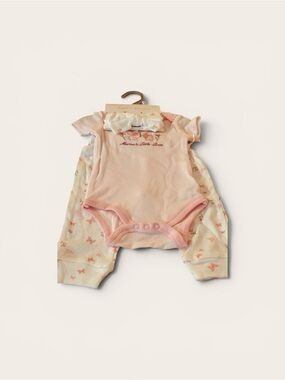 NWT-Pink Ribbed Baby Onesie with Butterfly Leggings Set